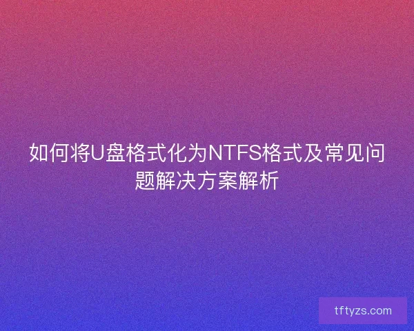 如何将U盘格式化为NTFS格式及常见问题解决方案解析