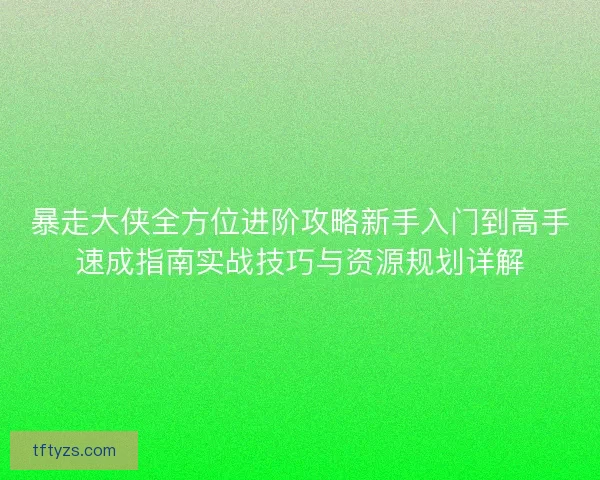 暴走大侠全方位进阶攻略新手入门到高手速成指南实战技巧与资源规划详解 暴走大侠全方位进阶攻略新手入门到高手速成指南实战技巧与资源规划详解