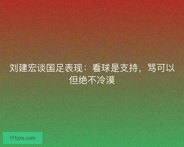 刘建宏谈国足表现：看球是支持，骂可以但绝不冷漠